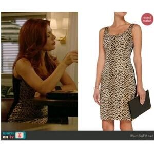 Diane Von Furstenberg Arianna Dress 8 Leopard Print Caramel Black Sleeveless